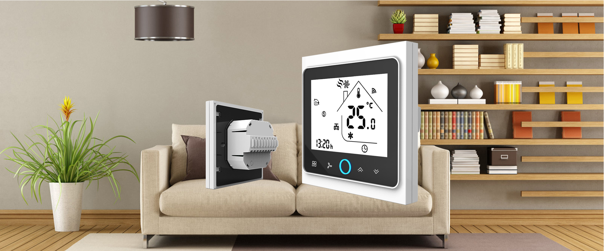 BECA BAC-002 Two Pipe Four Pipe Zwave Fan Coil Programmable Room Thermostat-Xiamen Beca Energysaving Technology